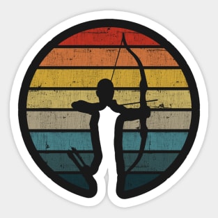 Archery Silhouette On A Distressed Retro Sunset product Sticker